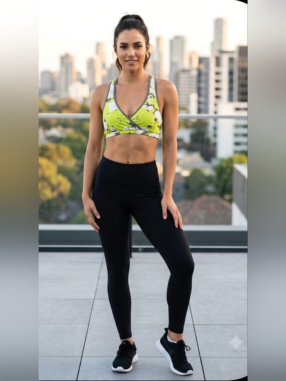 Yogabela Lime Floral Wrap Sports Bra